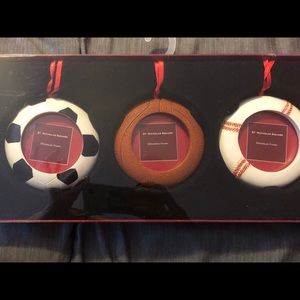 Football soccer baseball 3 piece ornament set
